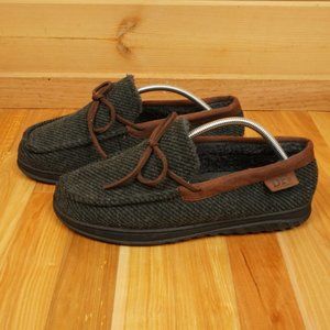 Dearfoams Gray‎ Blue and Brown Slip On Slippers Size 9-10